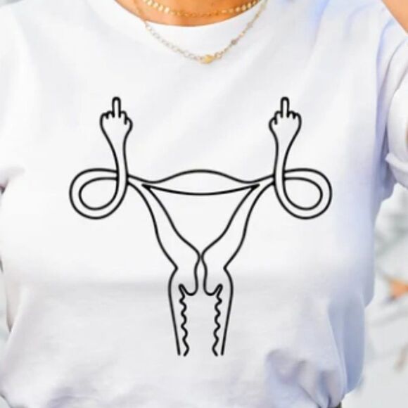 Angry Middle Finger Uterus T-Shirt - Picture 1 of 1